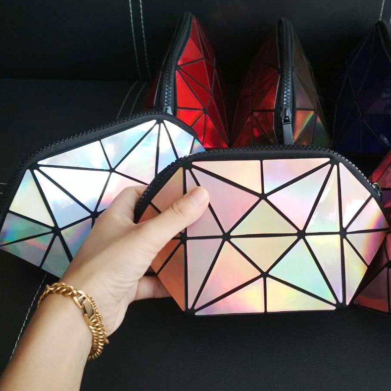 Geometric Style Holographic Mosaic Cosmetic Bag