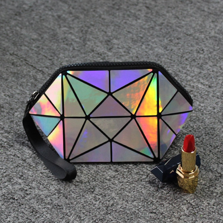 Geometric Style Holographic Mosaic Cosmetic Bag