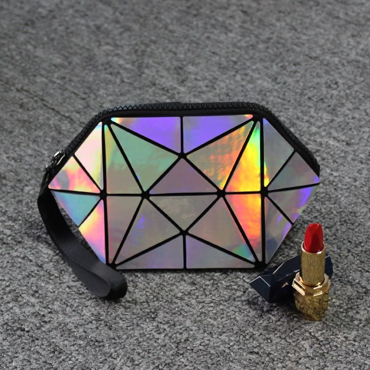 Geometric Style Holographic Mosaic Cosmetic Bag
