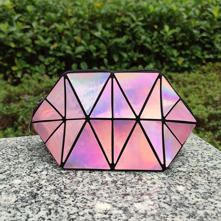 Geometric Style Holographic Mosaic Cosmetic Bag