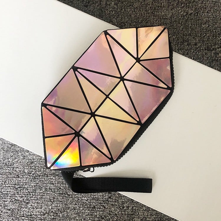 Geometric Style Holographic Mosaic Cosmetic Bag