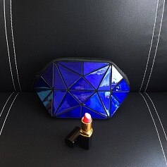 Geometric Style Holographic Mosaic Cosmetic Bag