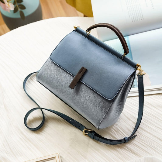 Leather Crossbody Bag with Colorful Strap