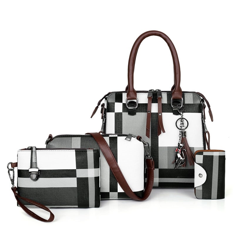 Set of Four Plaid Handbags
