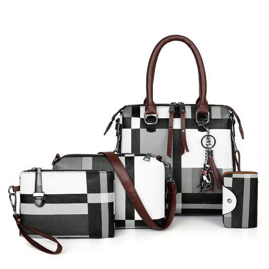 Set of Four Plaid Handbags