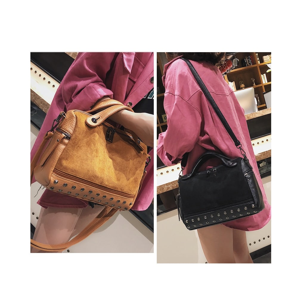 Fashion Top-Handle Bag with Rivets