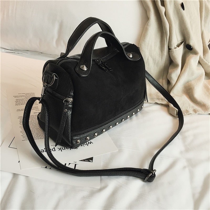 Fashion Top-Handle Bag with Rivets
