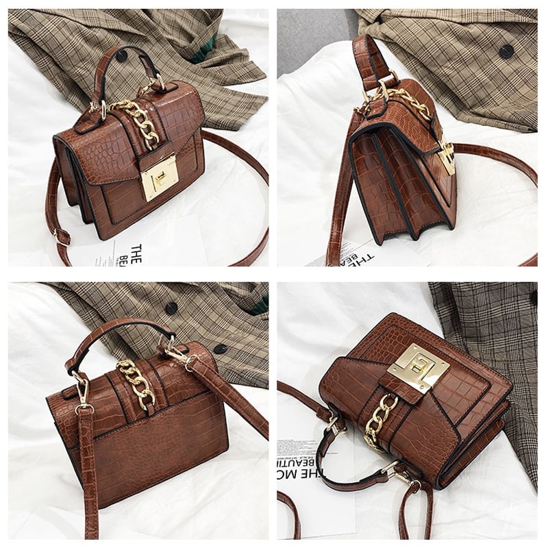 Chain Detail Top-Handle Bag