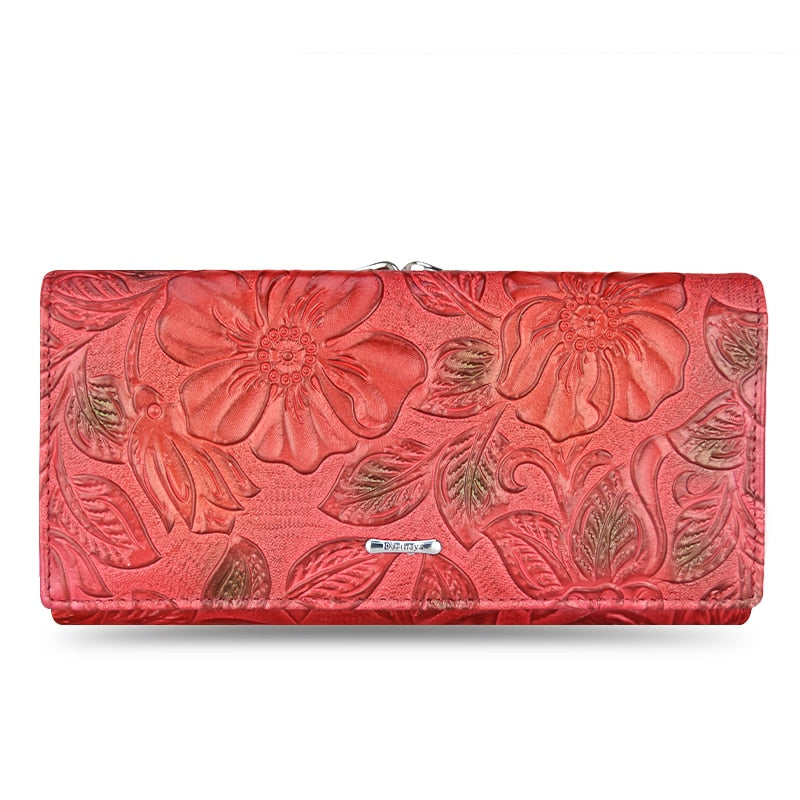 Luxury Floral Patterned Genuine Leather Wallet