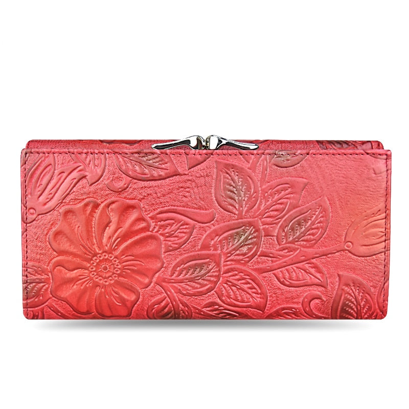 Luxury Floral Patterned Genuine Leather Wallet