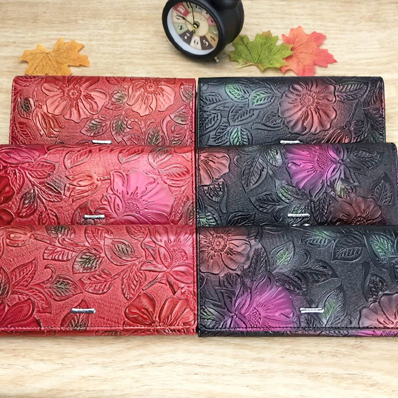 Luxury Floral Patterned Genuine Leather Wallet