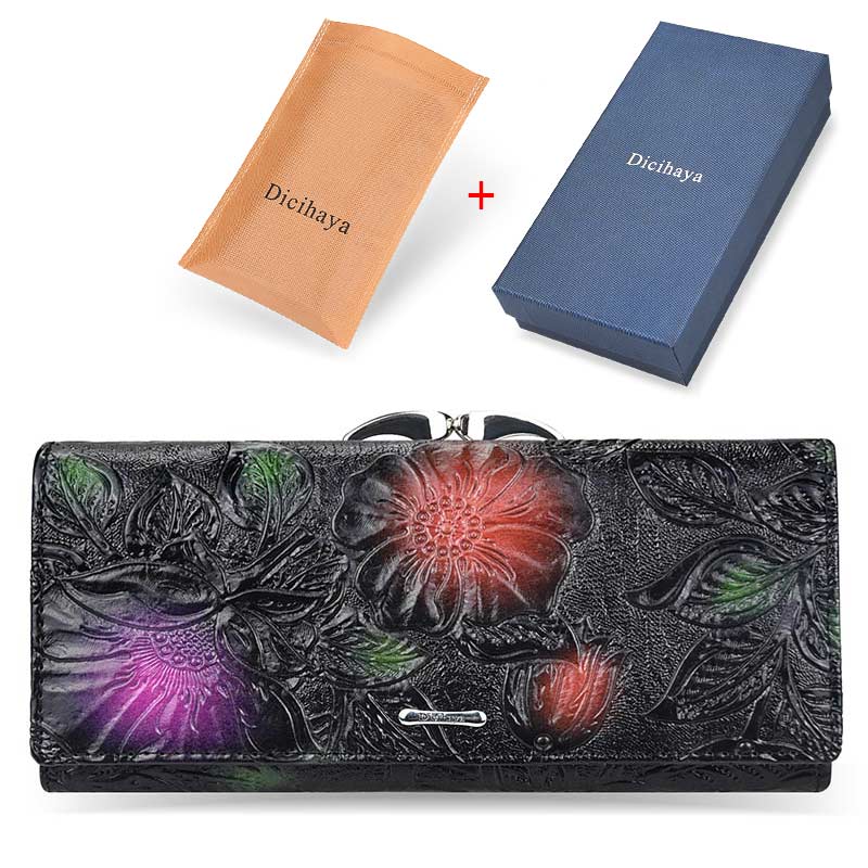 Luxury Floral Patterned Genuine Leather Wallet