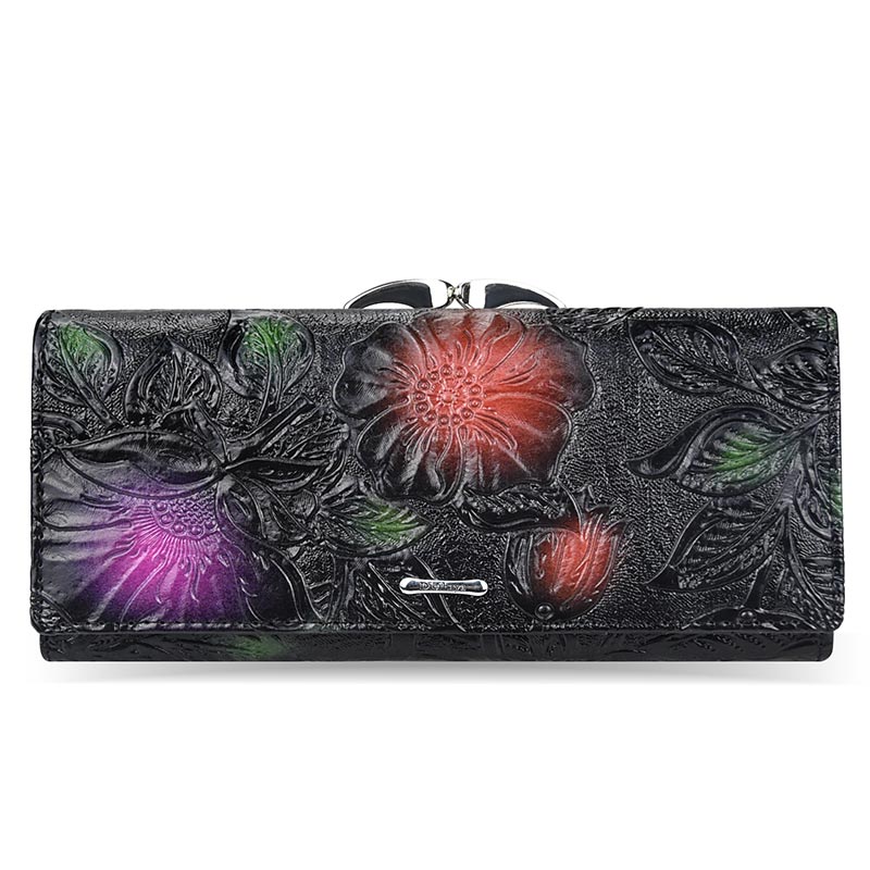 Luxury Floral Patterned Genuine Leather Wallet