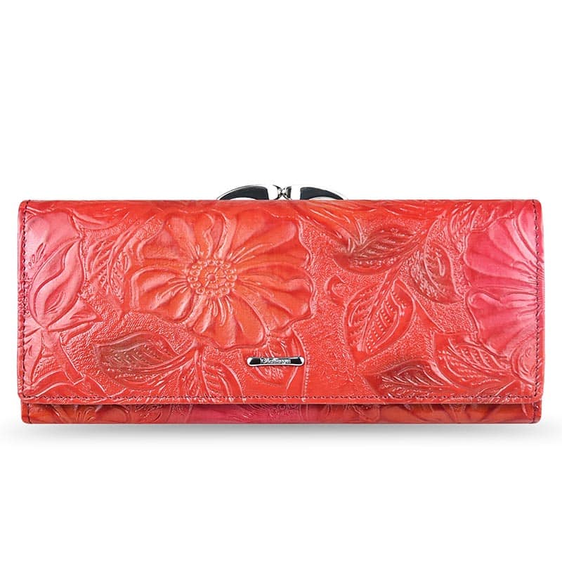 Luxury Floral Patterned Genuine Leather Wallet
