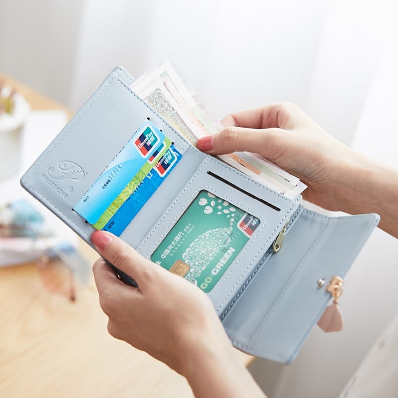 Boho Short Wallet with Leaf Shaped Pendant