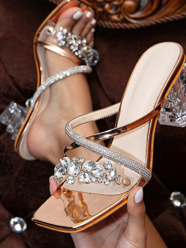 Rhine Stones Chunky Shoes Pumps Sandals