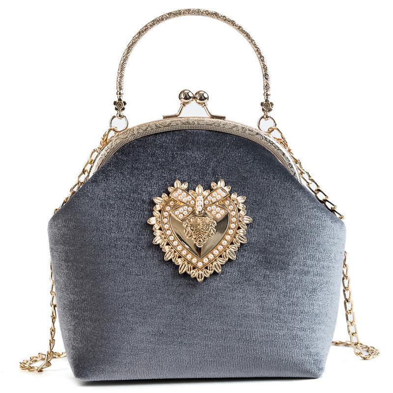 Golden Heart Velvet Handbag