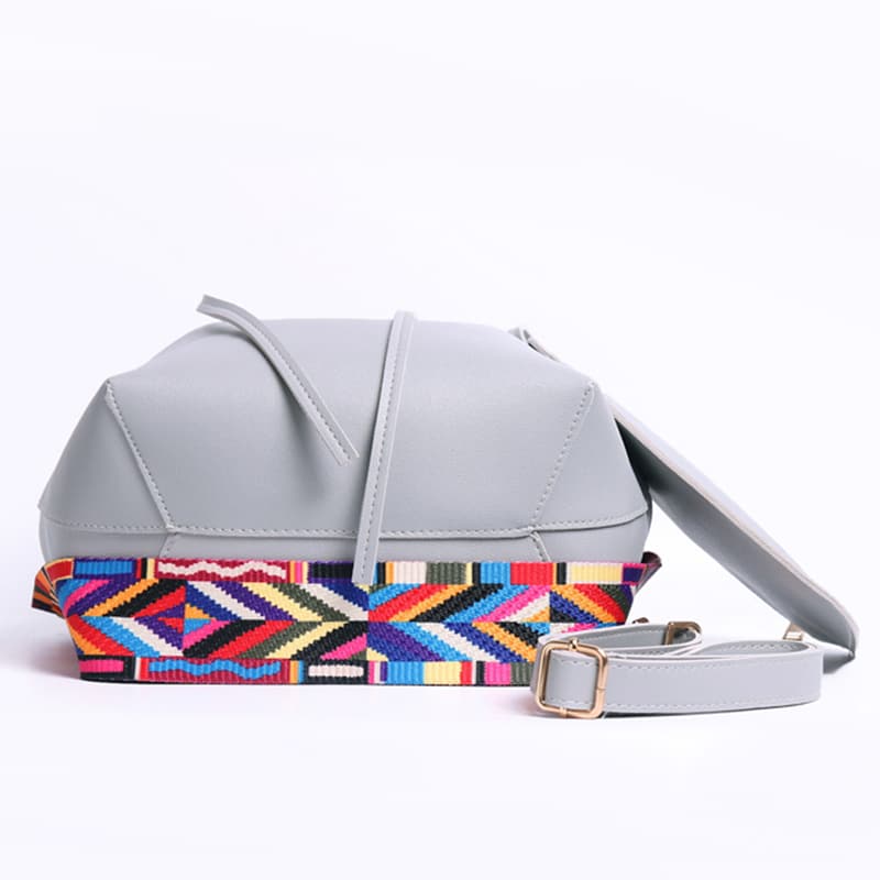 PU Leather Bucket Bag With Colorful Strap