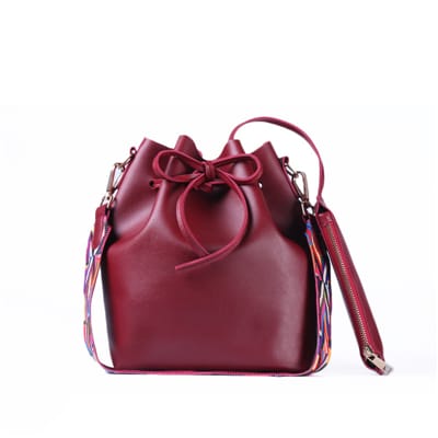 PU Leather Bucket Bag With Colorful Strap