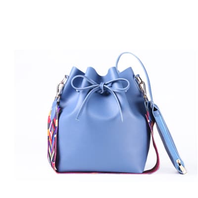 PU Leather Bucket Bag With Colorful Strap