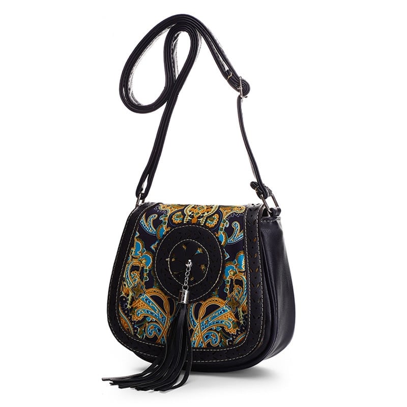 Boho Crossbody Bag with Decorative Tassel