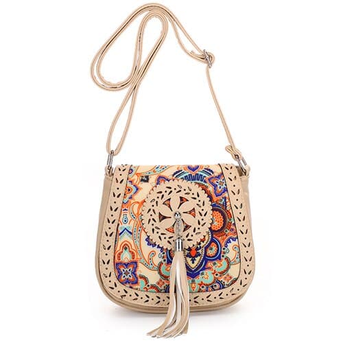 Boho Crossbody Bag with Decorative Tassel