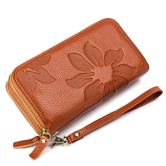 Genuine Leather Floral Wallet