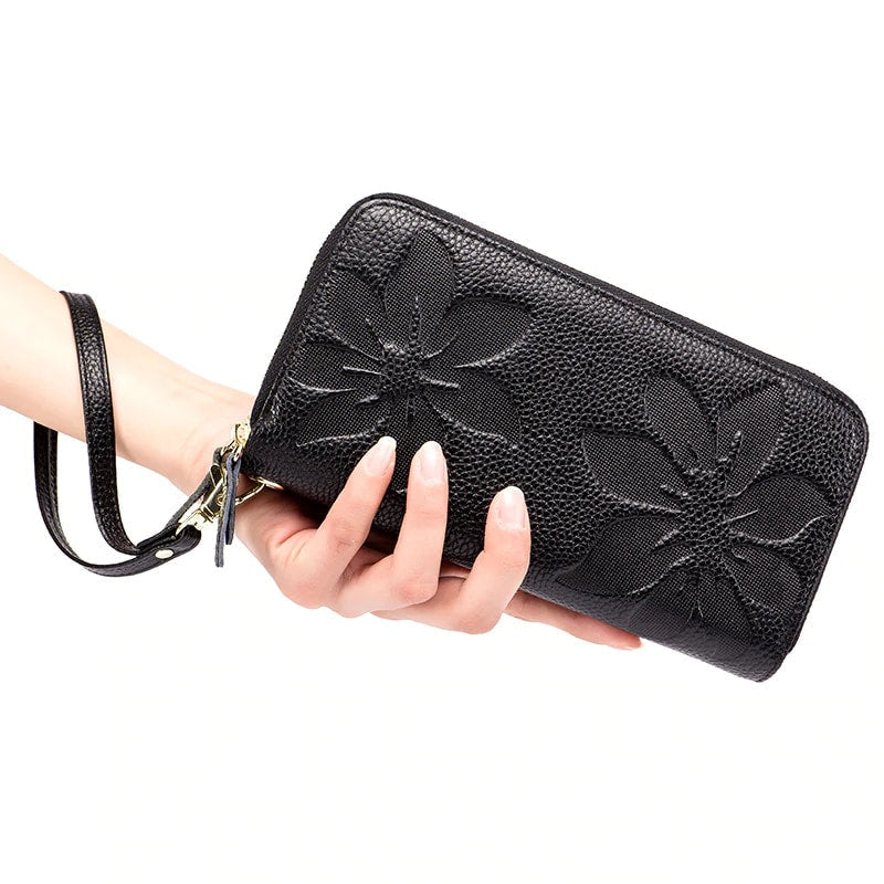 Genuine Leather Floral Wallet