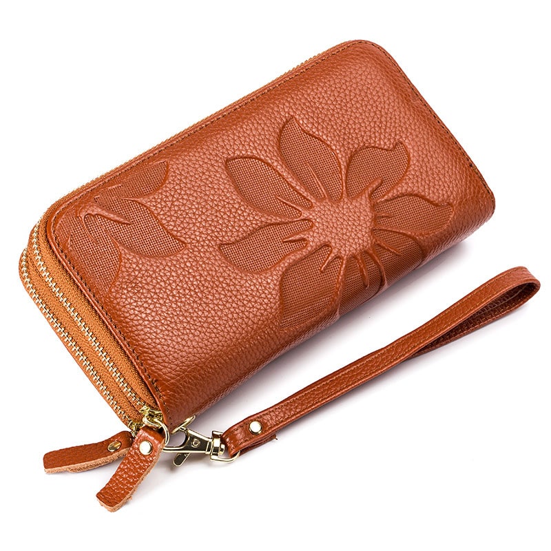 Genuine Leather Floral Wallet