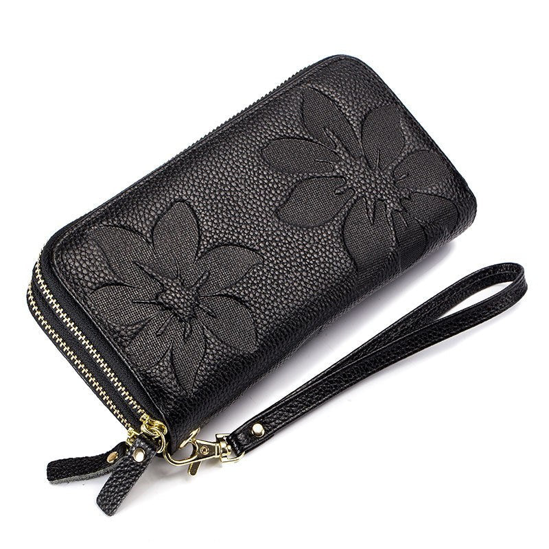 Genuine Leather Floral Wallet