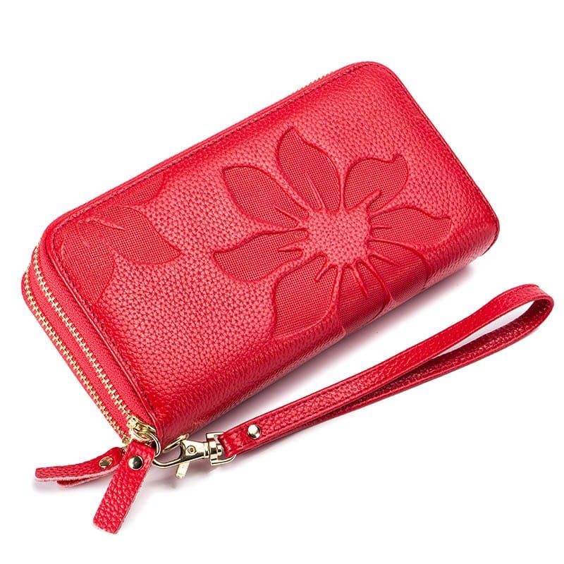 Genuine Leather Floral Wallet
