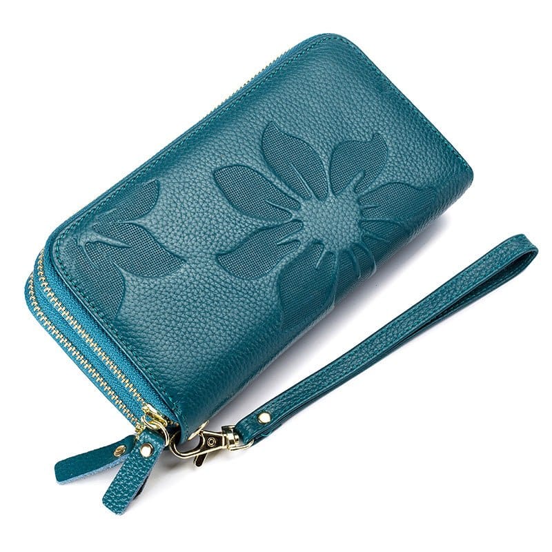 Genuine Leather Floral Wallet