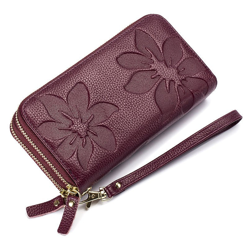 Genuine Leather Floral Wallet