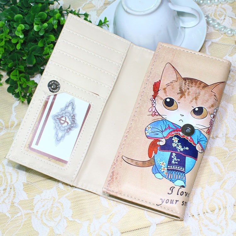 Soft Cat Printed Long Wallets
