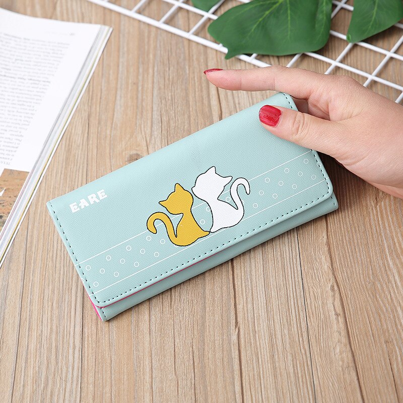 Soft Cat Printed Long Wallets