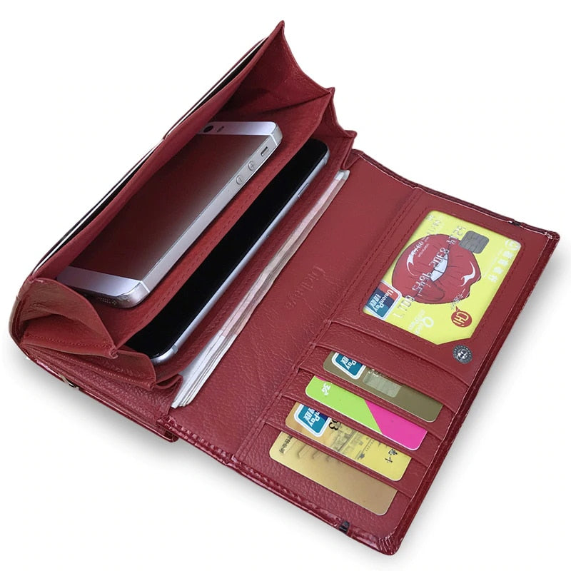 Colorful Genuine Leather Trifold Wallet for Women