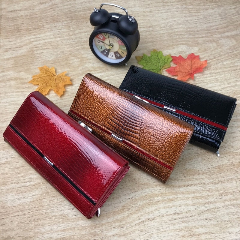 Colorful Genuine Leather Trifold Wallet for Women