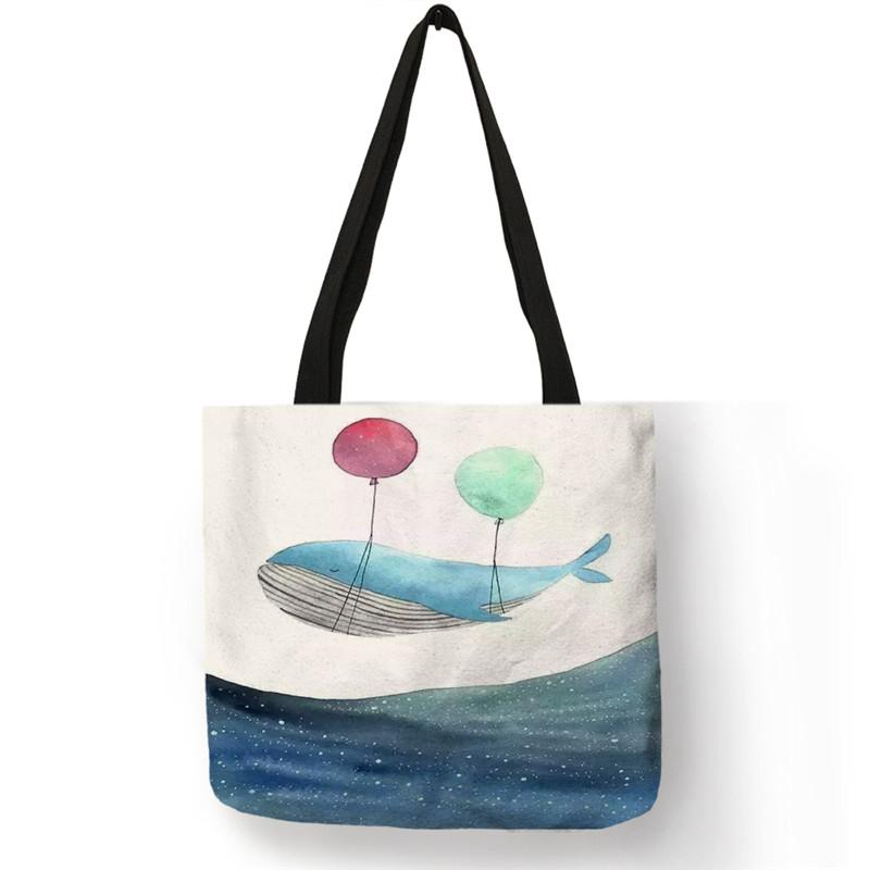 Whale Print Tote Bag