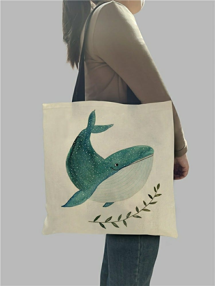 Whale Print Tote Bag