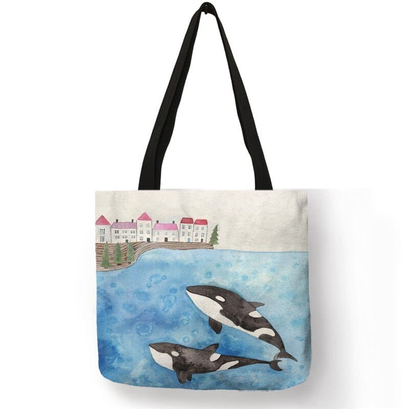 Whale Print Tote Bag