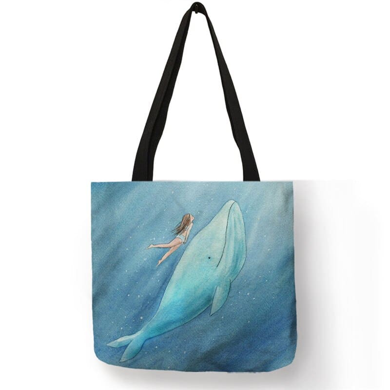 Whale Print Tote Bag