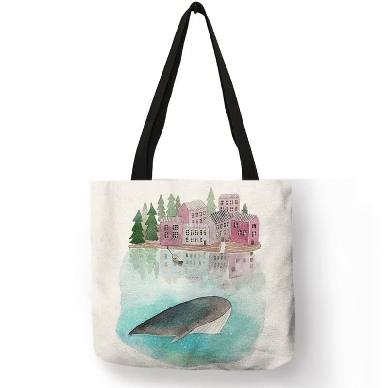 Whale Print Tote Bag