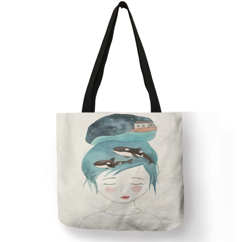 Whale Print Tote Bag