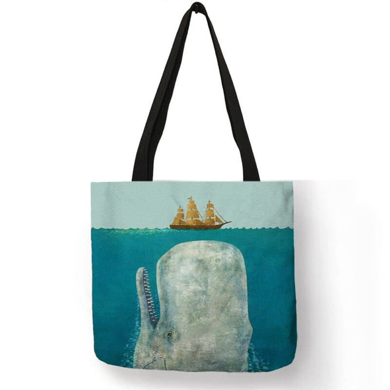 Whale Print Tote Bag