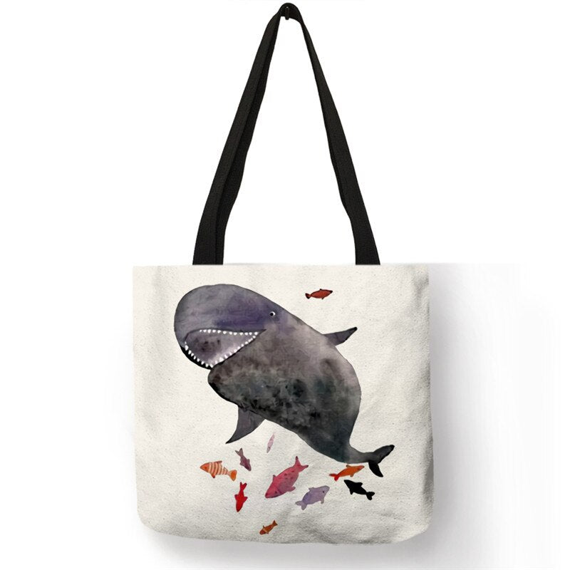 Whale Print Tote Bag
