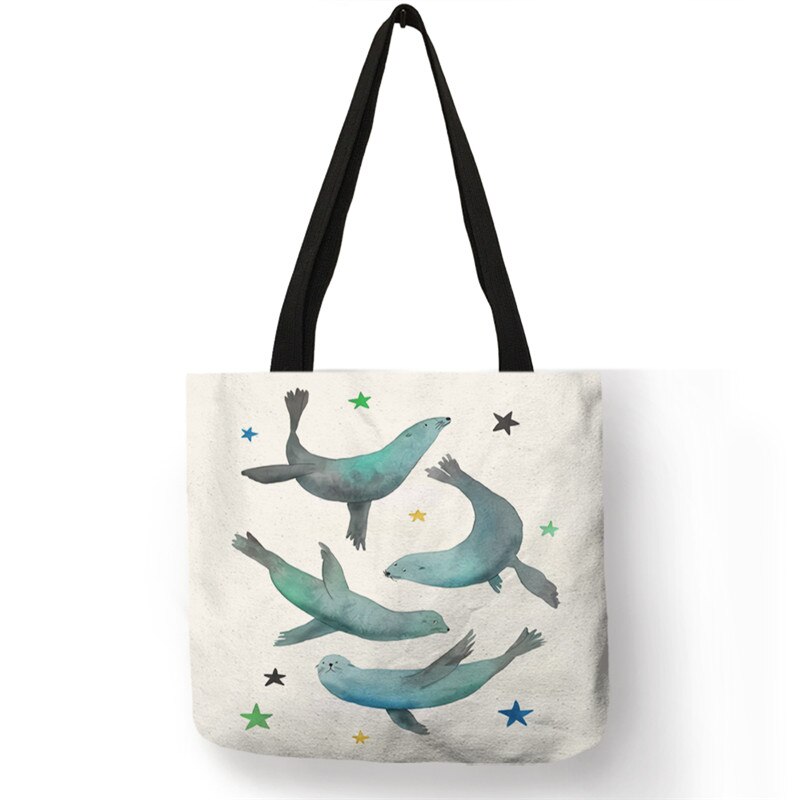 Whale Print Tote Bag