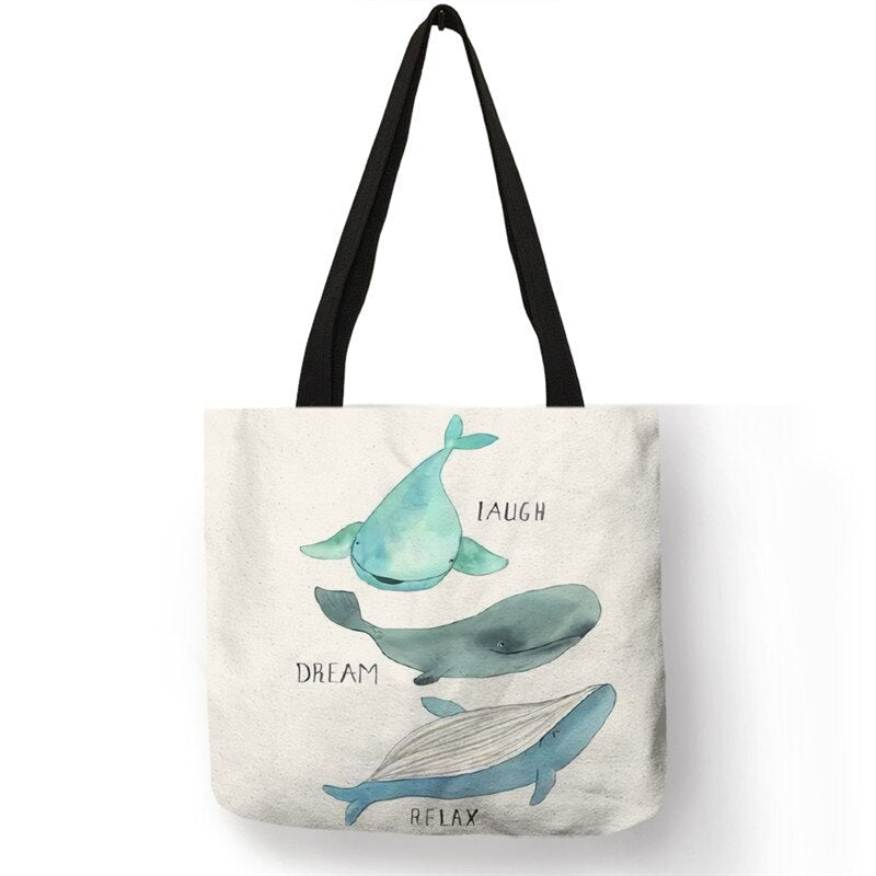 Whale Print Tote Bag