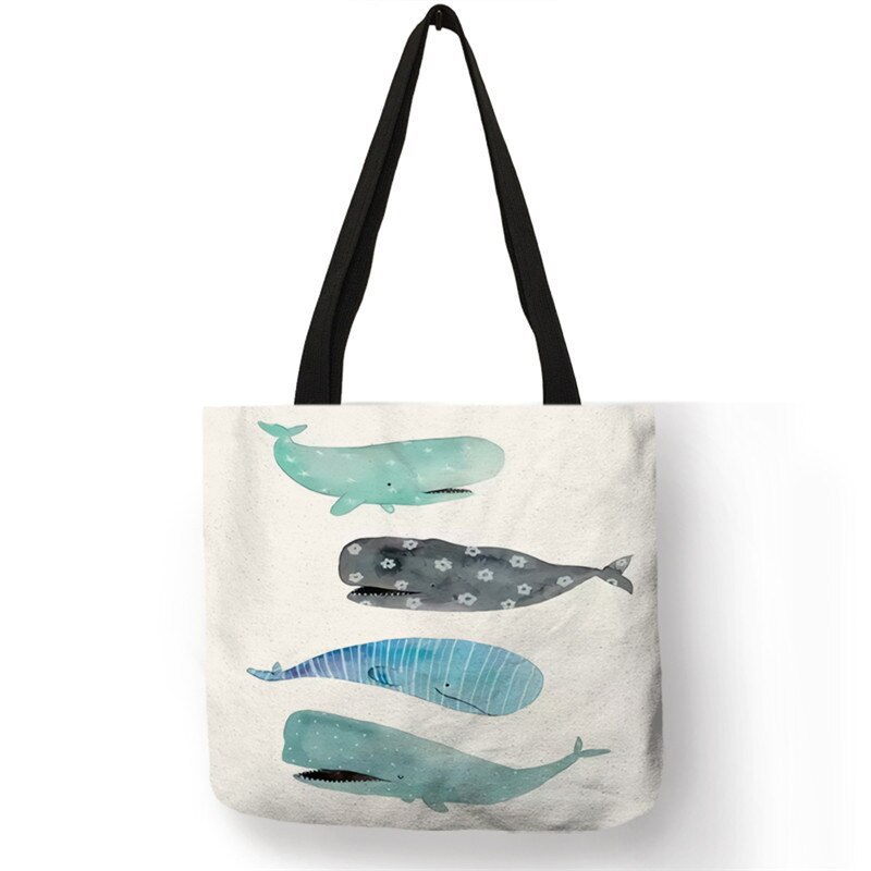 Whale Print Tote Bag