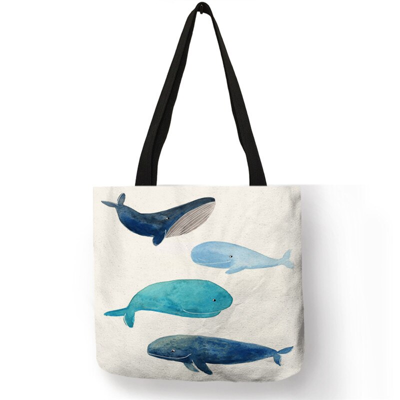 Whale Print Tote Bag