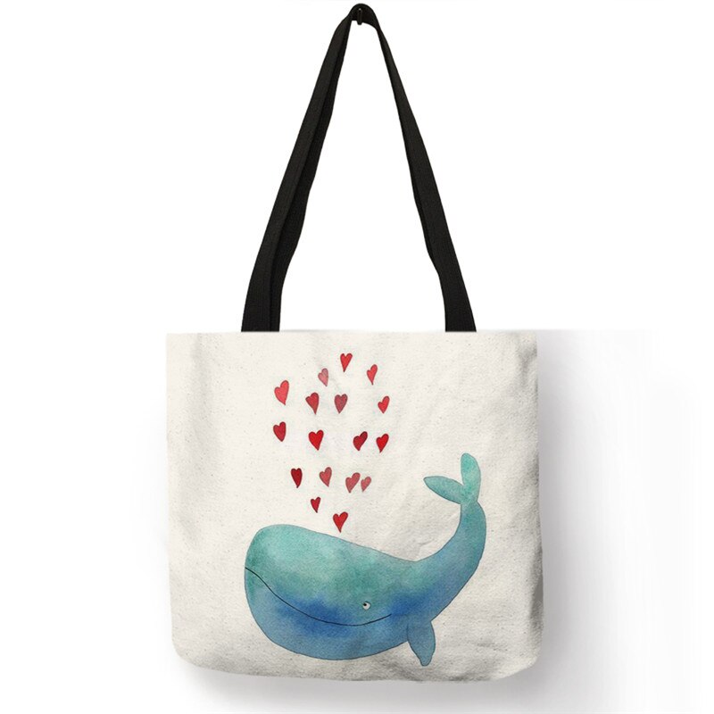 Whale Print Tote Bag